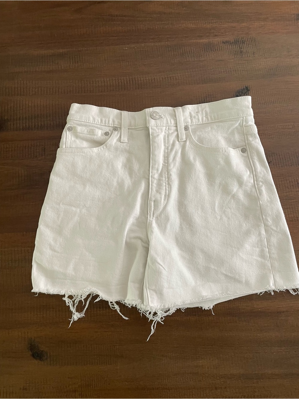 Madewell White Frayed Hem Denim Shorts